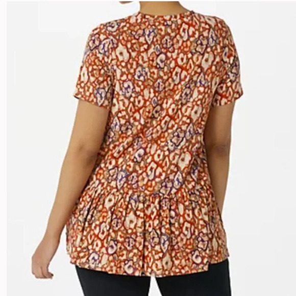 LOGO by Lori Goldstein Animal Print super soft ruffle top size L #1477 - Picture 2 of 10